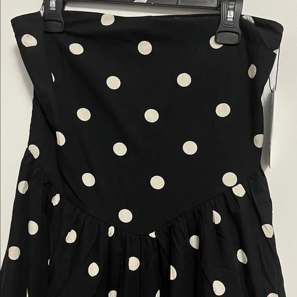 585. TULIP CREATIONS strapless polka dot balloon midi dress Sz L NWT - Picture 6 of 10